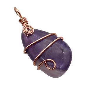Purple Amethyst Teardrop Pendant Wire Wrapped, approx 20-42mm [GM18315]