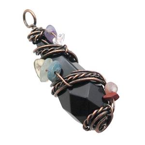 Black Onyx Agate Teardrop Pendant Wire Wrapped, approx 22-53mm [GM18320]