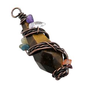 Tiger Eye Stone Teardrop Pendant Wire Wrapped, approx 22-53mm [GM18322]