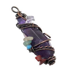 Purple Amethyst Teardrop Pendant Wire Wrapped, approx 22-53mm [GM18323]