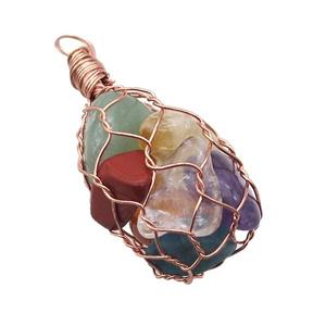Mix Gemstone Chip Pendant Wire Wrapped, approx 20-50mm [GM18326]