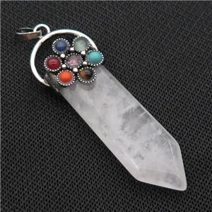 Clear Quartz Arrowhead Pendant Chakra Antique Silver, approx 17-50mm [GM18337]