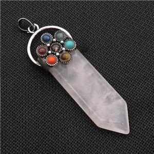 Pink Rose Quartz Arrowhead Pendant Chakra Antique Silver, approx 17-50mm [GM18338]