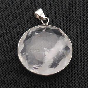 Clear Quartz Button Pendant, approx 25mm [GM18352]