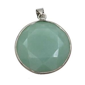 Green Aventurine Button Pendant, approx 25mm [GM18355]