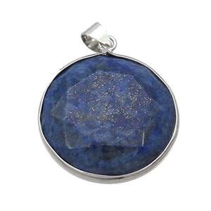 Blue Lapis Lazuli Button Pendant, approx 25mm [GM18357]