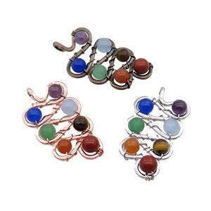Alloy Pendant With Gemstone Chakra Wire Wrapped Mixed, approx 22-46mm [GM18401]
