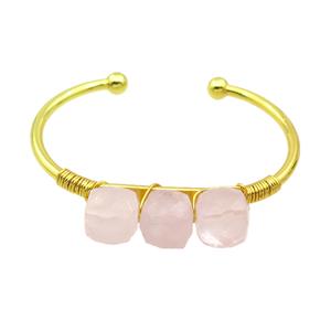 Copper Bangle With Rose Gold Wire Wrapped Gold Plated, approx 10mm, 45-60mm [GM18408]