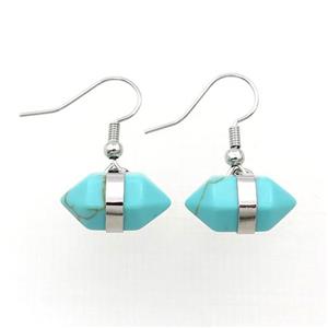 Dye Turquoise Copper Hook Earring Bullet Platinum Plated, approx 10-18mm [GM18430]