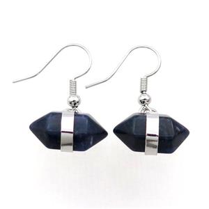 Blue Lapis Copper Hook Earring Bullet Platinum Plated, approx 10-18mm [GM18433]