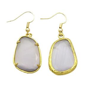 Gray Agate Copper Hook Earring Gold Plated, approx 18.5-26mm [GM18440]