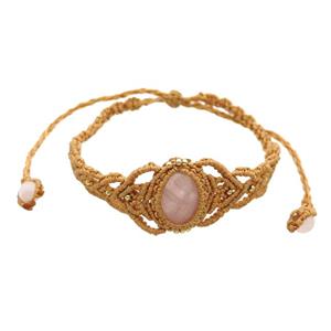 Rose Quartz Macrame Bracelet Adjustable, approx 20mm, 6mm, 18-24cm length [GM18473]