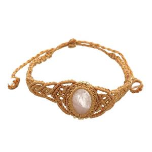 Clear Quartz Macrame Bracelet Adjustable, approx 20mm, 6mm, 18-24cm length [GM18474]