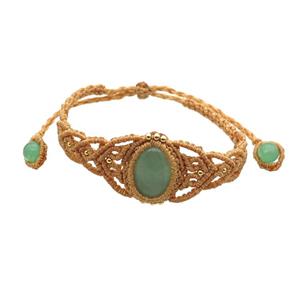 Green Aventurine Macrame Bracelet Adjustable, approx 20mm, 6mm, 18-24cm length [GM18476]
