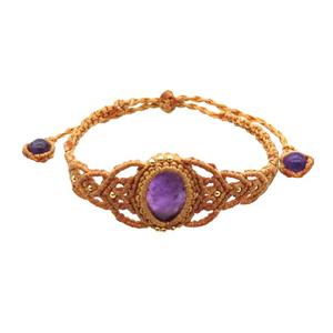 Purple Amethyst Macrame Bracelet Adjustable, approx 20mm, 6mm, 18-24cm length [GM18481]