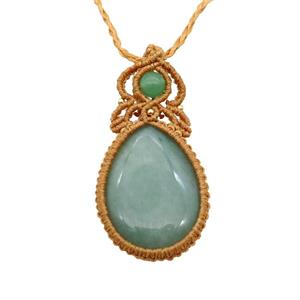 Green Aventurine Macrame Necklace, approx 25-30mm [GM18484]