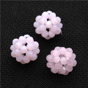 Pink Crystal Glass Ball Cluster Beads, approx 4mm, 16mm dia [GM18525]
