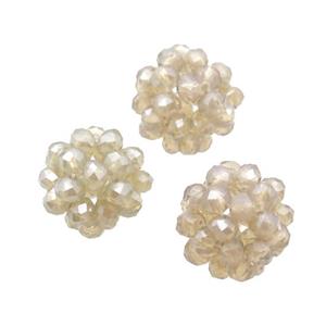 Champagne Crystal Glass Ball Cluster Beads, approx 4mm, 16mm dia [GM18526]