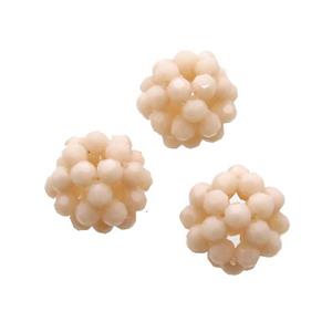 Peach Crystal Glass Ball Cluster Beads, approx 4mm, 16mm dia [GM18527]