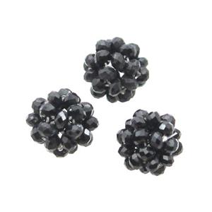 Black Crystal Glass Ball Cluster Beads, approx 4mm, 16mm dia [GM18528]