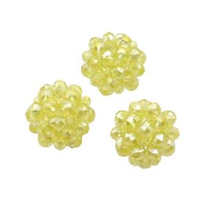 Yellow Crystal Glass Ball Cluster Beads, approx 4mm, 16mm dia [GM18529]