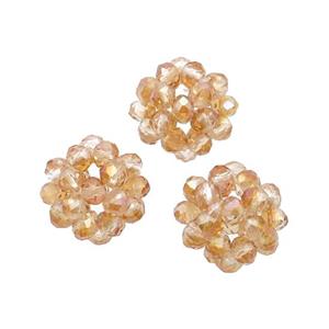 Gold Champagne Crystal Glass Ball Cluster Beads, approx 4mm, 16mm dia [GM18530]
