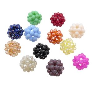 Crystal Glass Ball Cluster Beads Round Mixed Color, approx 4mm, 16mm dia [GM18539]