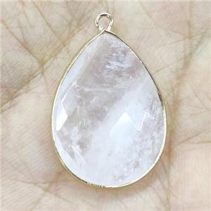 Clear Quartz Pendant Faceted Teardrop, approx 18-25mm [GM18543]