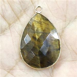 Tiger Eye Stone Pendant Faceted Teardrop, approx 18-25mm [GM18545]