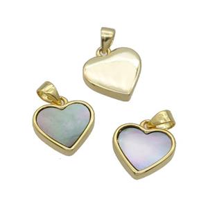 Gray Abalone Shell Heart Pendant Gold Plated, approx 12mm [GM18548]