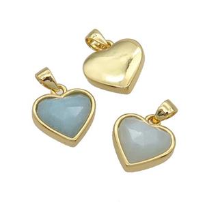 Amazonite Heart Pendant Gold Plated, approx 12mm [GM18550]