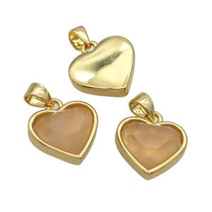 Rose Quartz Heart Pendant Gold Plated, approx 12mm [GM18551]
