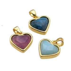 Mixed Gemstone Heart Pendant Gold Plated, approx 12mm [GM18557]