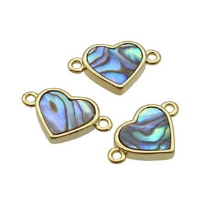 Abalone Shell Heart Connector Gold Plated, approx 12mm [GM18560]