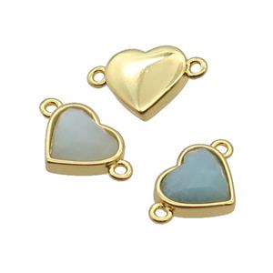 Amazonite Heart Connector Gold Plated, approx 12mm [GM18561]