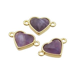 Amethyst Heart Connector Gold Plated, approx 12mm [GM18566]