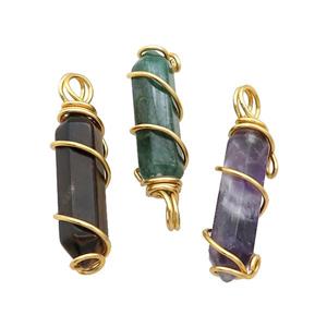 Mix Gemstone Prism Pendant Wire Wrapped, approx 8-30mm [GM18595]