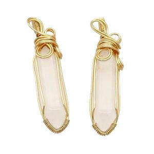White Crystal Quartz Prism Pendant Wire Wrapped, approx 8-30mm [GM18596]