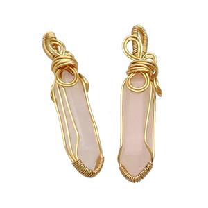 Pink Rose Quartz Prism Pendant Wire Wrapped, approx 8-30mm [GM18597]
