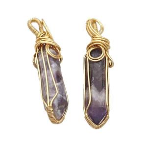 Purple Dogtooth Amethyst Prism Pendant Wire Wrapped, approx 8-30mm [GM18600]