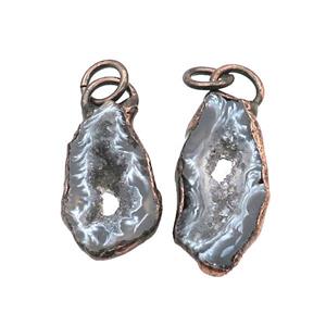 Agate Druzy Geode Slice Pendant Freeform Antique Red, approx 15-30mm [GM18646]