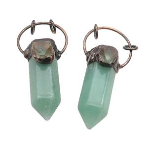 Green Aventurine Bullet Pendant Antique Red, approx 16-50mm [GM18651]