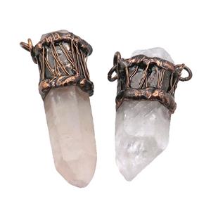 Crystal Quartz Bullet Pendant Antique Red, approx 15-65mm [GM18652]