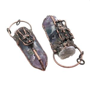 Purple Fluorite Bullet Pendant Antique Red, approx 20-65mm [GM18653]