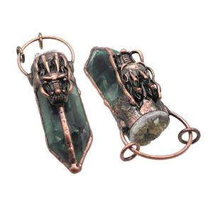 Green Fluorite Bullet Pendant Antique Red, approx 20-65mm [GM18654]