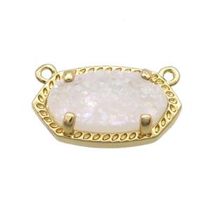 White Quartz Druzy Oval Pendant Gold Plated, approx 10-18mm [GM18659]