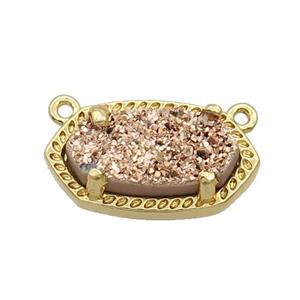 Quartz Druzy Oval Pendant Gold Plated, approx 10-18mm [GM18662]