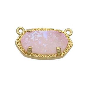 Pink Quartz Druzy Oval Pendant Gold Plated, approx 10-18mm [GM18663]
