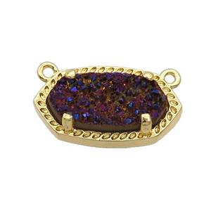 Purple Quartz Druzy Oval Pendant Gold Plated, approx 10-18mm [GM18666]