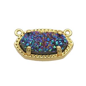 Rainbow Quartz Druzy Oval Pendant Gold Plated, approx 10-18mm [GM18667]